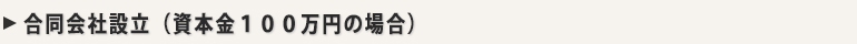 合同会社設立（資本金１００万円の場合）